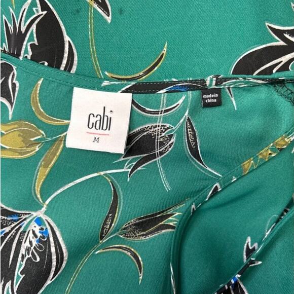 Cabi Womens Green Floral Sleeveless Top With Peplum Hem M Polyester - Picture 5 of 9